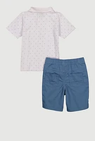 Little Boys Printed Pattern Polo Shirt and Shorts, Multi,