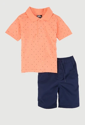 Little Boys Printed Pattern Polo Shirt and Shorts, Multi,