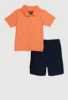 Little Boys Printed Pattern Polo Shirt and Shorts, Multi, Size 7