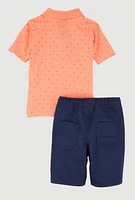 Little Boys Printed Pattern Polo Shirt and Shorts, Multi,
