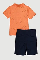 Little Boys Printed Pattern Polo Shirt and Shorts, Multi, Size 7
