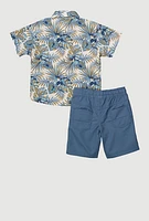 Little Boys Hawaiian Shirt and Shorts, Blue, Size 4