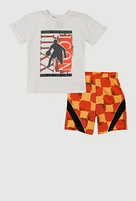 Little Boys Chase Your Dreams Graphic Tee and Shorts, Multi,