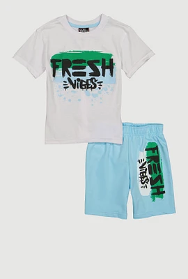 Little Boys Fresh Vibes Graphic Tee and Shorts, Multi, Size 7