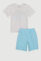 Little Boys Fresh Vibes Graphic Tee and Shorts, Multi, Size 7