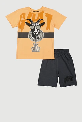 Little Boys Goat Graphic Tee and Shorts, Multi,