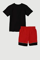 Little Boys Always Fly Graphic Tee and Shorts, Multi, Size 4