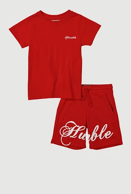 Little Boys Humble Graphic Tee and Sweatshorts Set, Red, Size 5