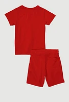 Little Boys Humble Graphic Tee and Sweatshorts Set, Red, Size 4