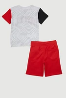Little Boys Chenille HSTL 23 Graphic Tee and Sweatshorts, Red, Size 7