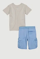 Little Boys Our Dreams Carry Us Tee and Cargo Sweatshorts, Multi, Size 6