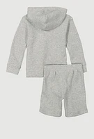 Little Boys Puma Marled Hooded Sweatshirt and Sweatshorts, Grey, Size 7