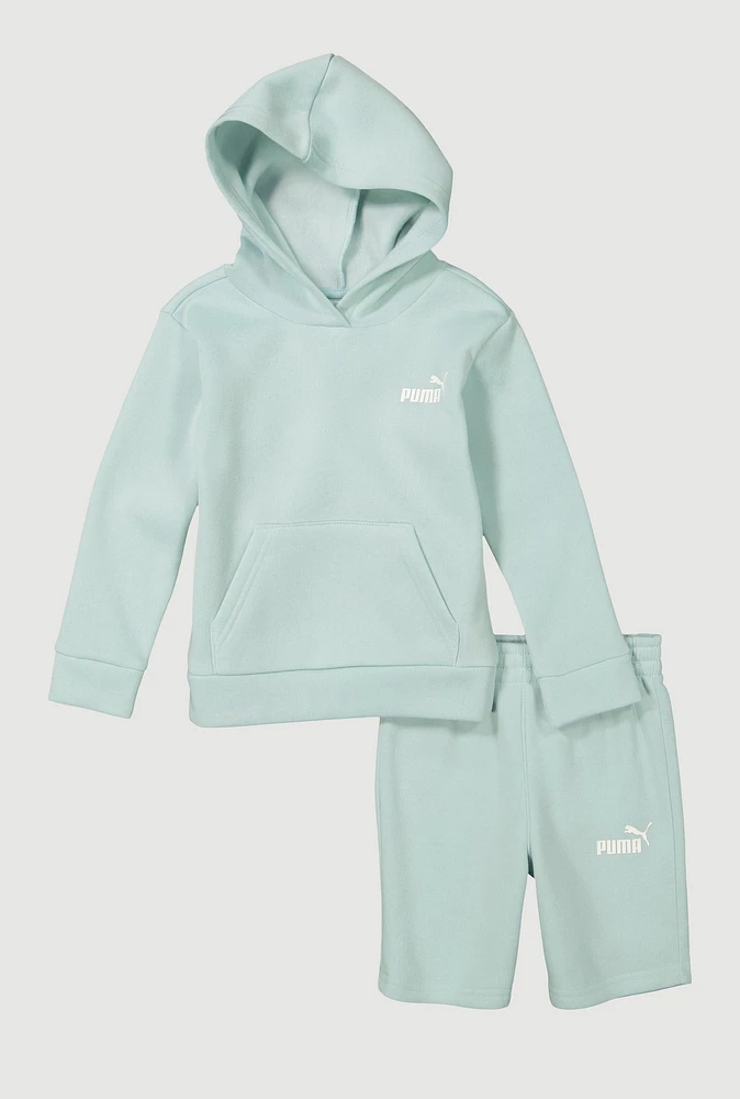 Little Boys Puma Graphic Hoodie and Sweatshorts, Green, Size 6