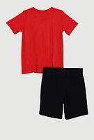 Little Boys Puma Print Tee and Shorts, Red, Size 5