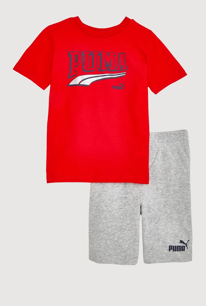Little Boys Puma Graphic Tee and Sweatshorts, Multi, Size 4