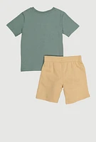 Little Boys Puma Graphic Tee and Shorts with Bucket Hat, Multi, Size 4
