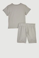 Little Boys NBA Logo Tee and Shorts Set, Grey, Size 7
