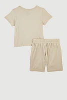 Little Boys NBA Graphic T Shirt and Shorts Set, Beige,
