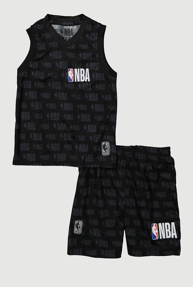 Little Boys NBA Logo Tank Top and Shorts, Black,