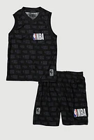 Little Boys NBA Logo Tank Top and Shorts, Black,
