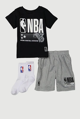 Little Boys NBA Graphic Tee and Shorts Set, Black, Size 5-6