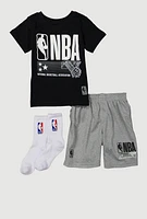 Little Boys NBA Graphic Tee and Shorts Set, Black, Size 5-6