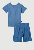 Little Boys NBA Basketball Logo Tee and Shorts with Socks, Blue, Size 4