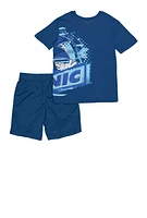 Boys Sonic The Hedgehog Graphic Tee and Shorts, Blue, Size 8