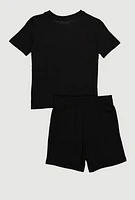 Little Boys Bart Graphic Tee and Sweatshorts 2 Piece Set, Black, Size 4-5