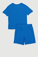 Boys Bart Simpson Graphic Tee and Sweatshorts Set, Blue, Size 6-7