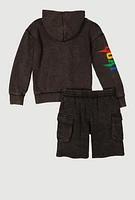 Boys GOAT Graphic Hooded Sweatshirt and Shorts, Grey,