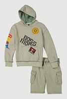 Boys GOAT Graphic Hooded Sweatshirt and Shorts,