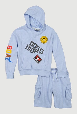 Boys GOAT Graphic Hooded Sweatshirt and Shorts,
