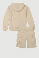 Boys Never Duplicated Graphic Sweatshirt and Cargo Shorts, Beige, Size 8