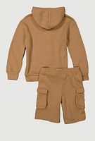 Boys Never Duplicated Graphic Sweatshirt and Cargo Shorts, Brown,