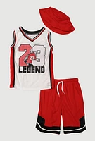Boys 23 Legend Basketball Jersey and Shorts with Hat, Multi,