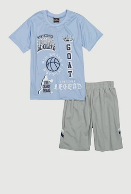 Boys GOAT Hometown Legend Graphic Tee and Shorts, Blue, Size 8-10