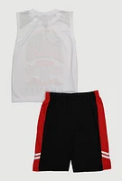 Boys Basketball Legend Graphic Tee and Jersey Mesh Shorts, Multi, Size 12-14