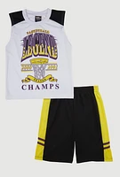 Boys Basketball Legend Graphic Tee and Jersey Mesh Shorts, Multi,