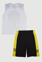 Boys Basketball Legend Graphic Tee and Jersey Mesh Shorts, Multi,
