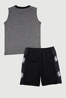 Boys The Hype Is Real Graphic Tee and Jersey Mesh Shorts, Grey, Size 8-10