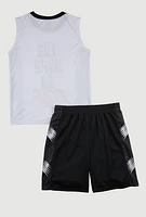 Boys The Hype Is Real Graphic Tee and Jersey Mesh Shorts, Multi, Size 16-18