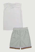 Boys Legend Hustle 23 Muscle Tee and Shorts, Grey, Size 8-10