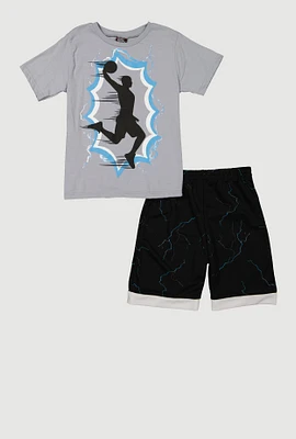 Boys Basketball Graphic Tee and Shorts, Multi, Size 8-10