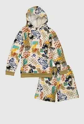 Boys Fleece Graffiti Graphic Hoodie and Shorts, Multi, Size 16-18