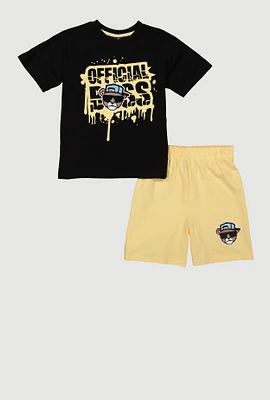 Boys Official Boss Graphic Tee and Shorts, Multi, Size 12-14