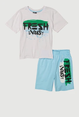 Boys Fresh Vibes Graphic Tee and Shorts, Multi,