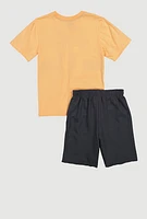 Boys GOAT Graphic Tee and Sweatshorts, Yellow, Size 12-14
