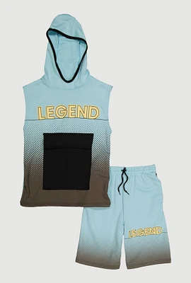 Boys Legend Print Cargo Tee and Shorts, Multi, Size 8-10