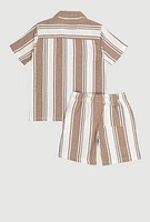 Boys Striped Textured Knit Shirt and Shorts, Multi,